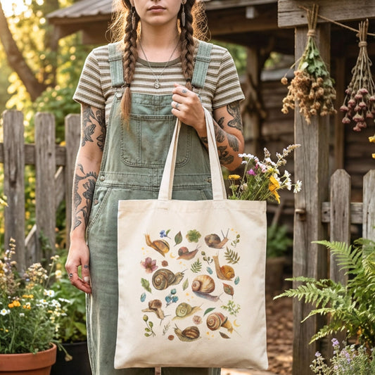 Celestial Snail Canvas Tote