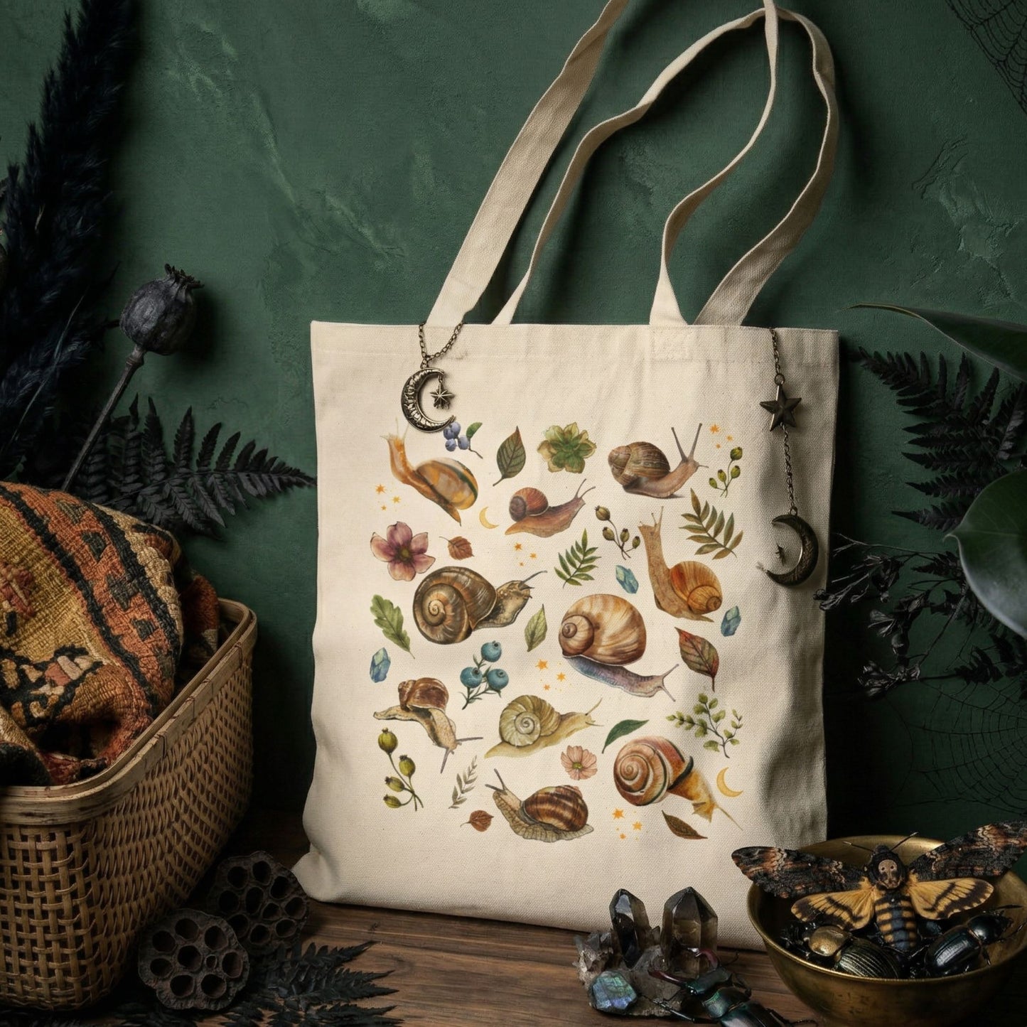 Celestial Snail Canvas Tote