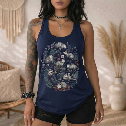 Opossum Floral Racerback Tank Top