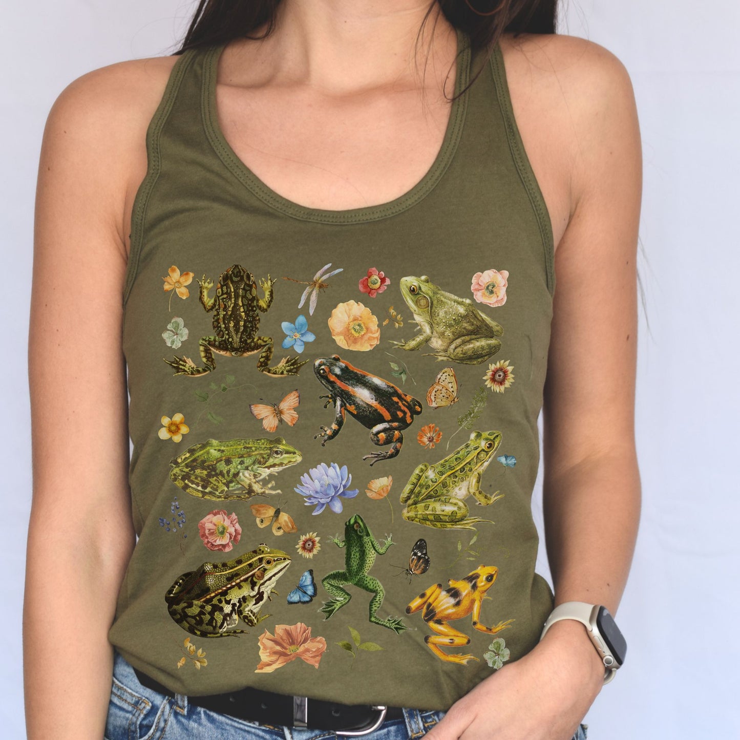 Floral Frog Racerback Tank Top