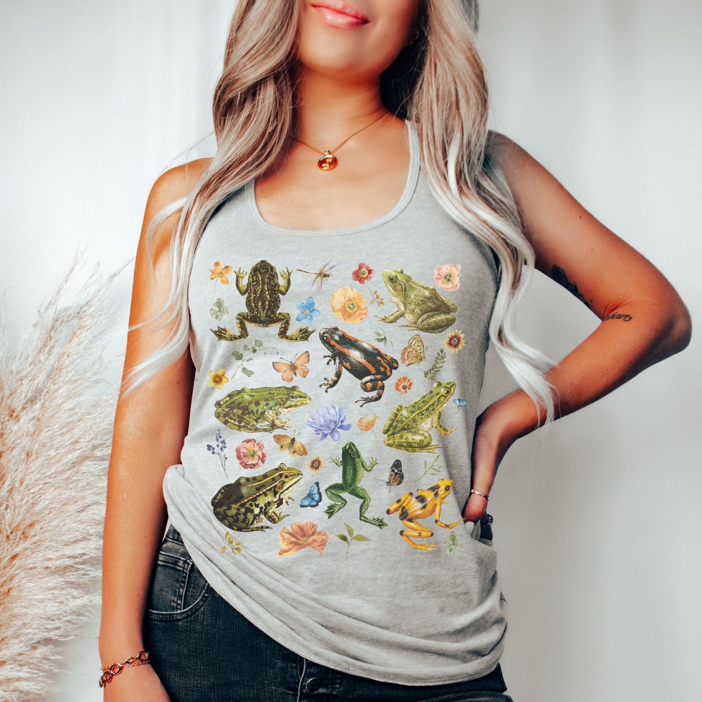 Floral Frog Racerback Tank Top