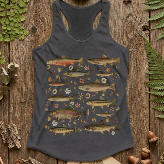 Vintage Floral Trout Racerback Tank Top