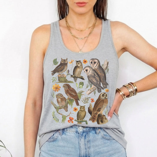 Vintage Barn Owl Racerback Tank Top
