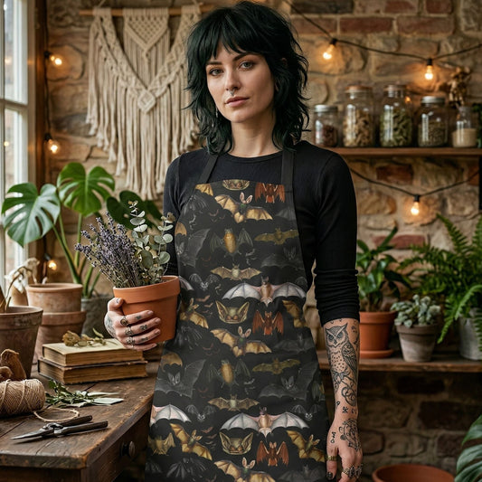 Vintage Bat Gothic Collage Apron