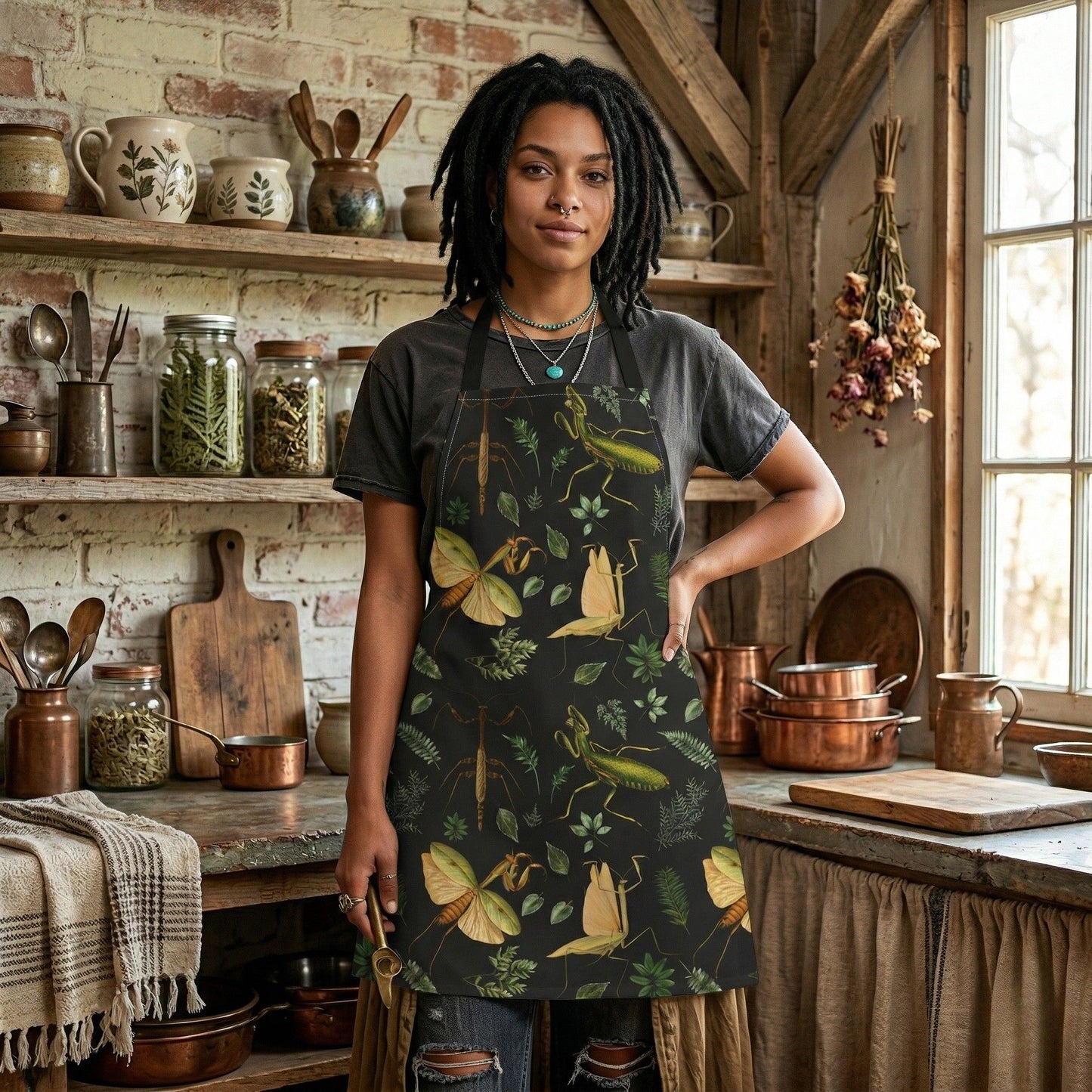 Botanical Praying Mantis Apron