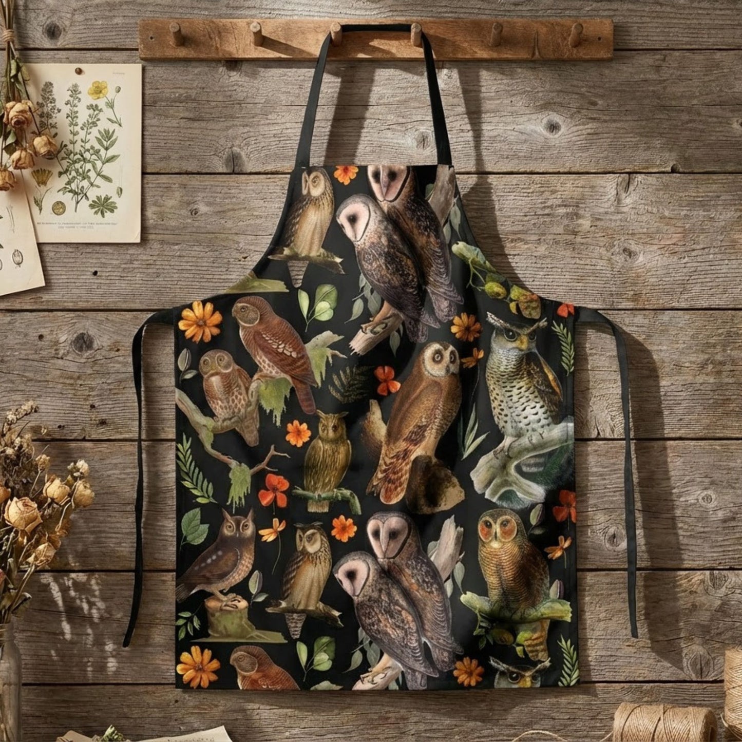 Vintage Barn Owls Apron