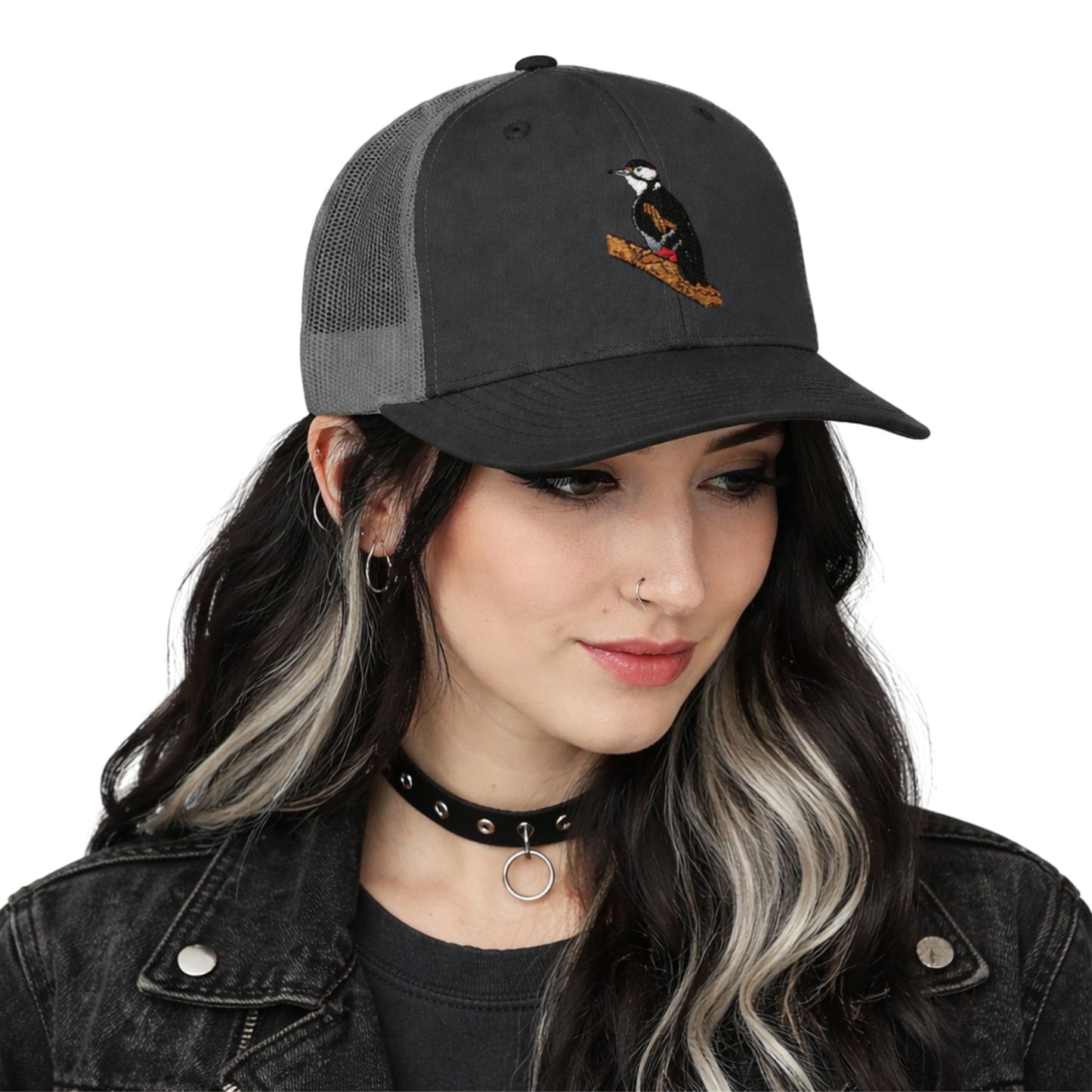 Embroidered Great Spotted Woodpecker Trucker Cap