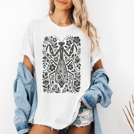Praying Mantis Flowers T-Shirt