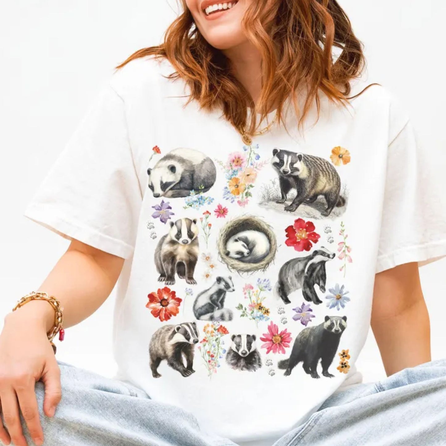 Floral Badger T-Shirt