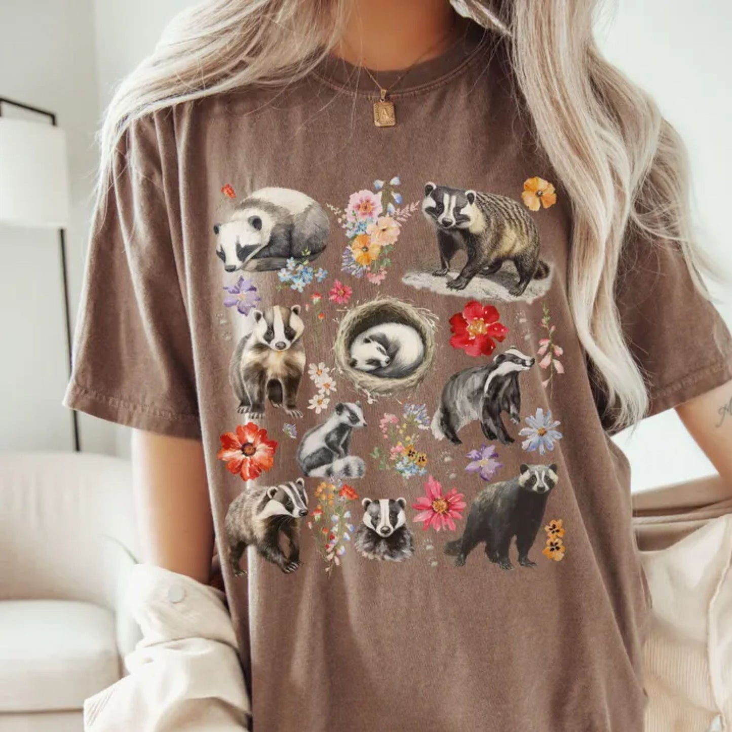 Floral Badger T-Shirt