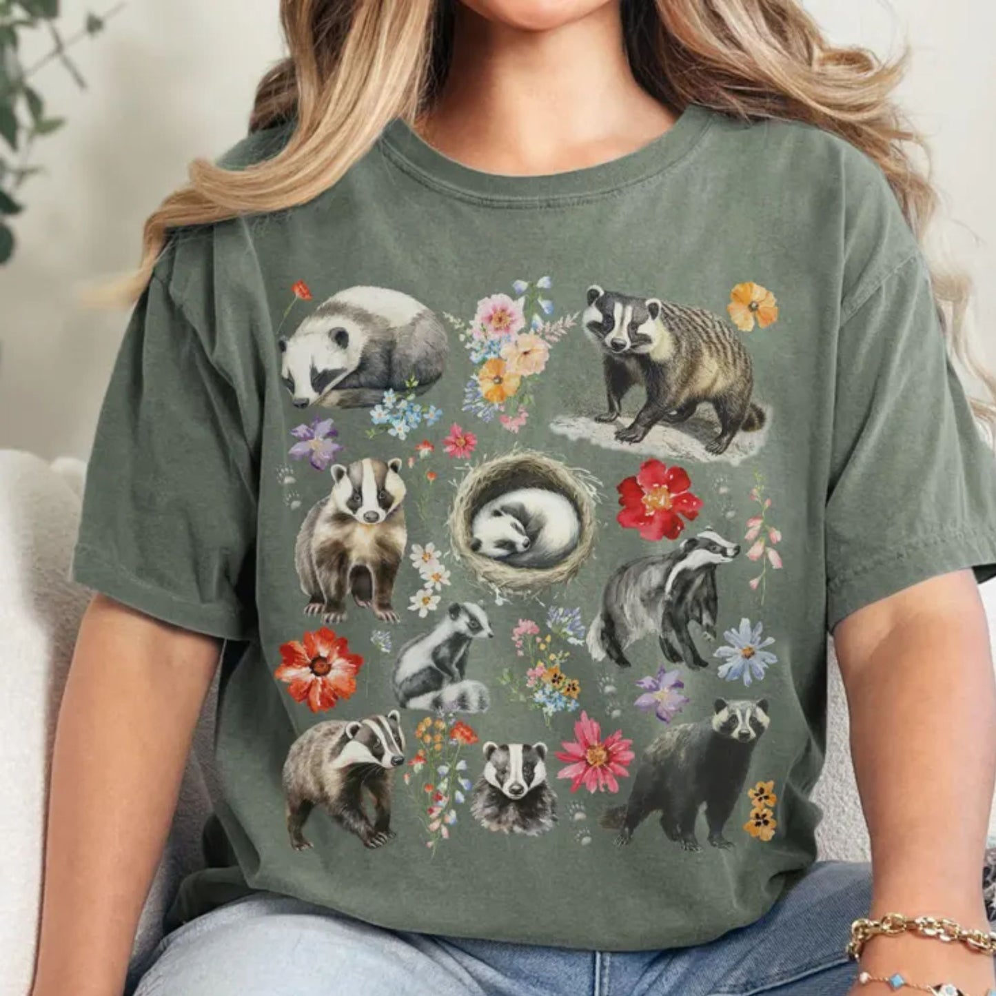 Floral Badger T-Shirt