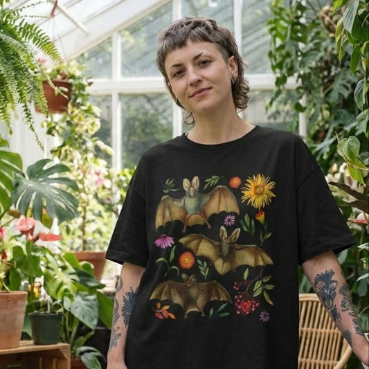 Cute Floral Vintage Bat T-Shirt