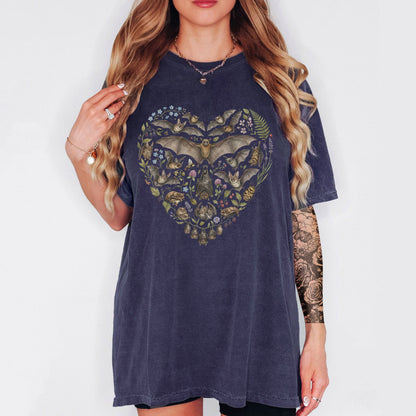 Botanical Vintage Bat Heart Collage T-Shirt