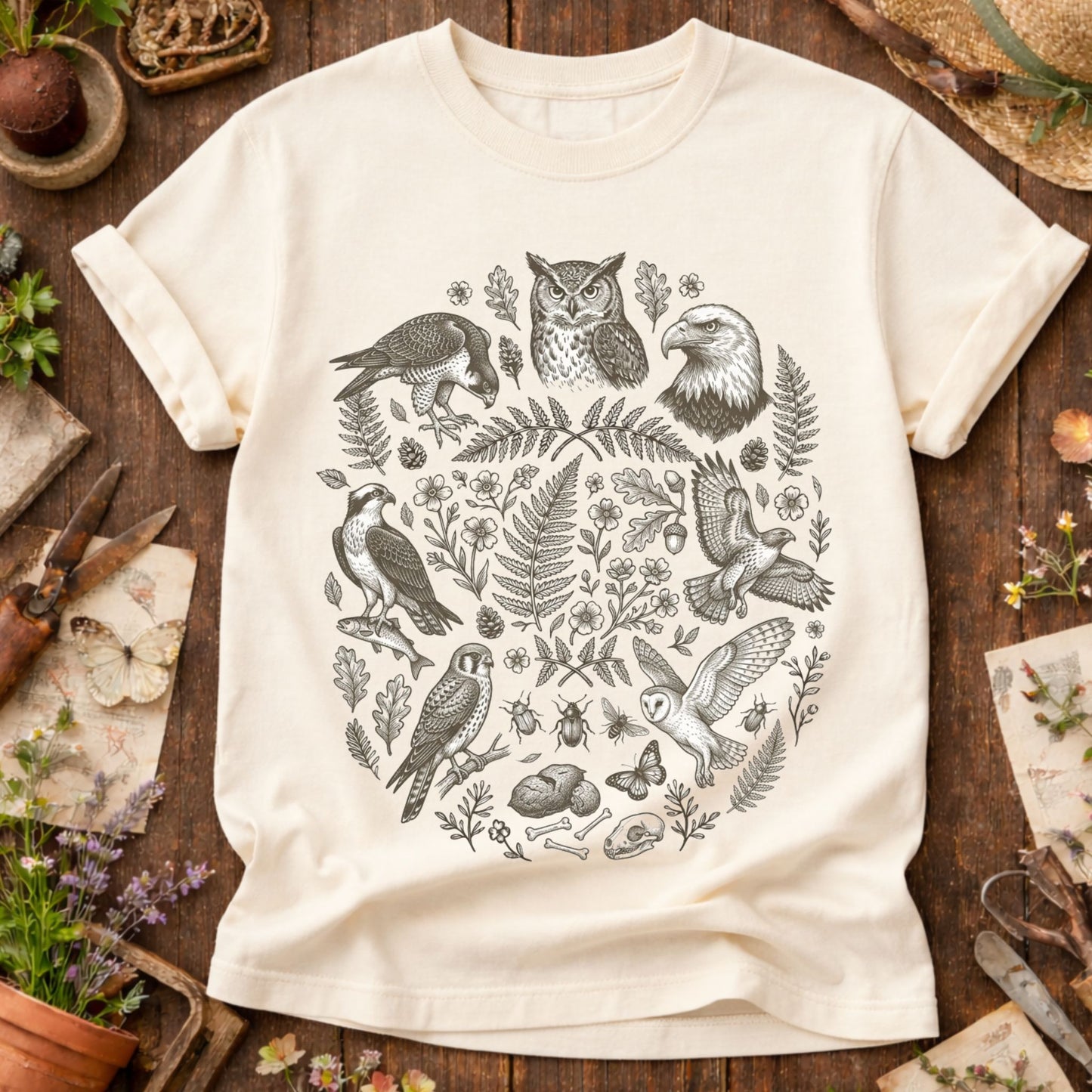 Birds of Prey Illustrated Collage T-Shirt