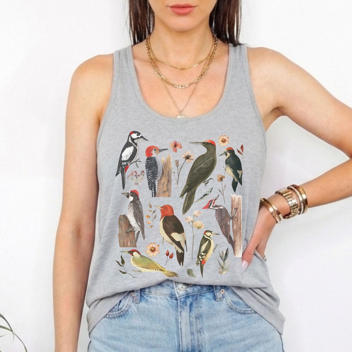 Vintage Woodpecker Racerback Tank Top