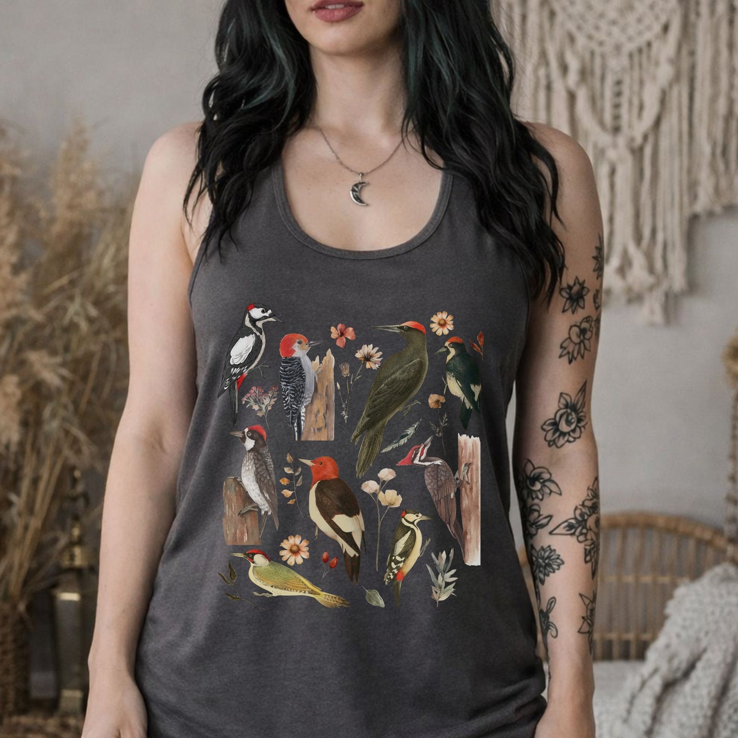 Vintage Woodpecker Racerback Tank Top