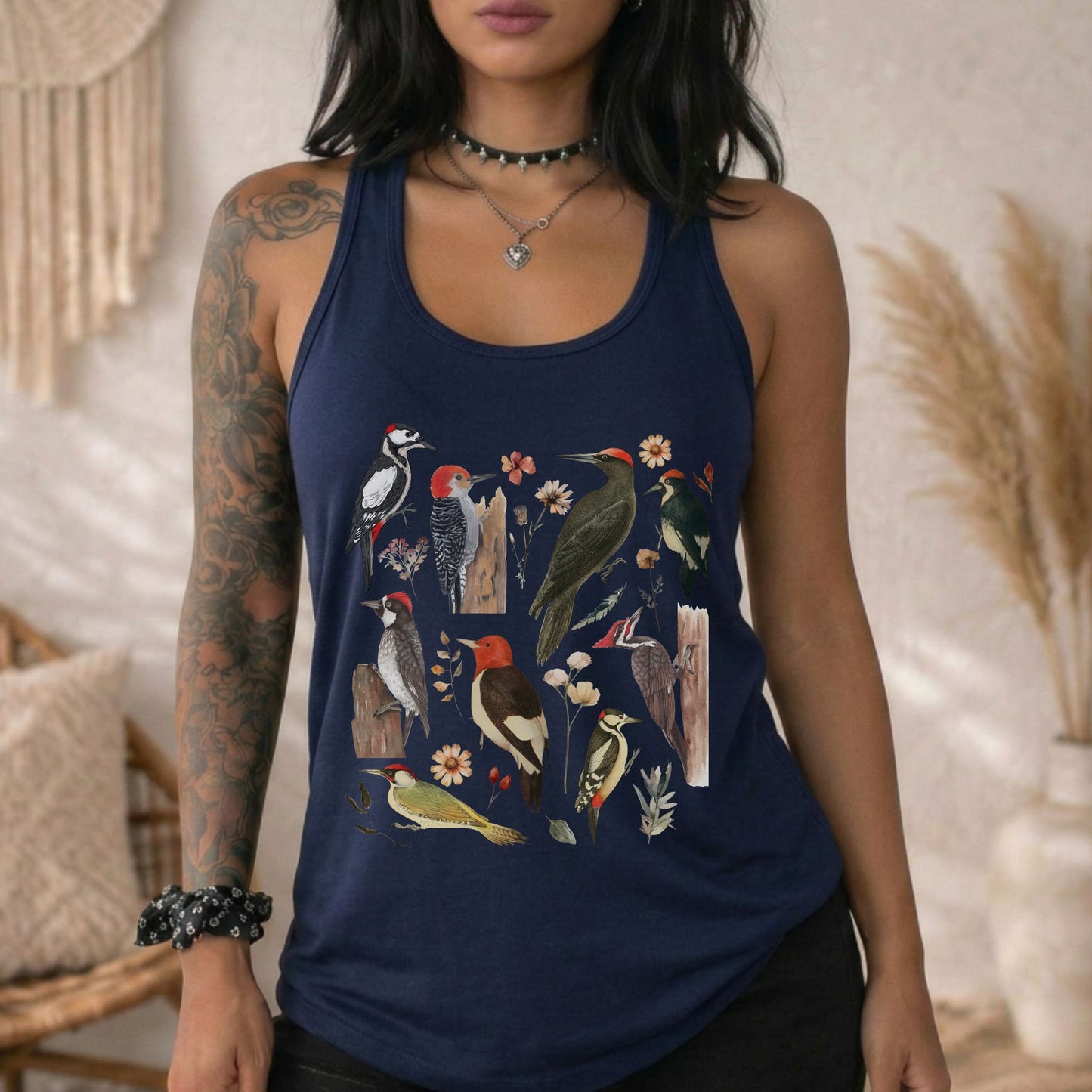 Vintage Woodpecker Racerback Tank Top