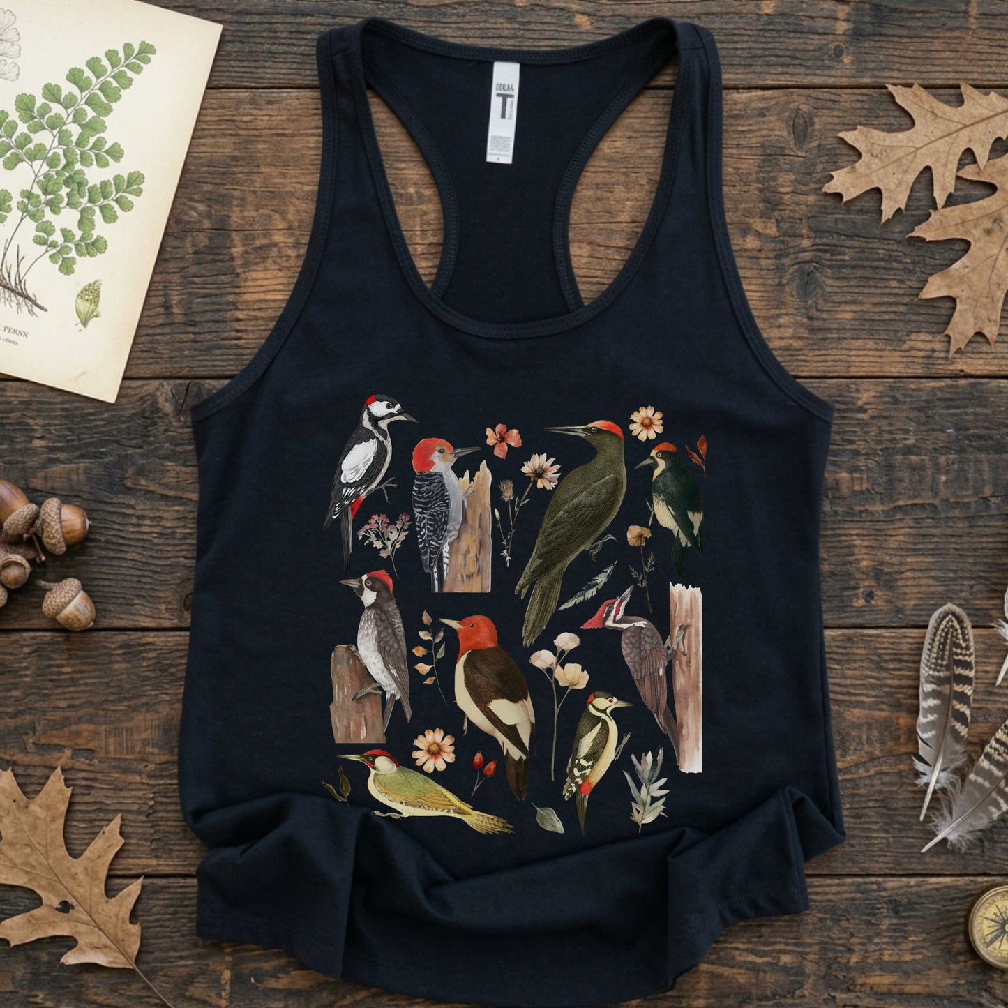 Vintage Woodpecker Racerback Tank Top