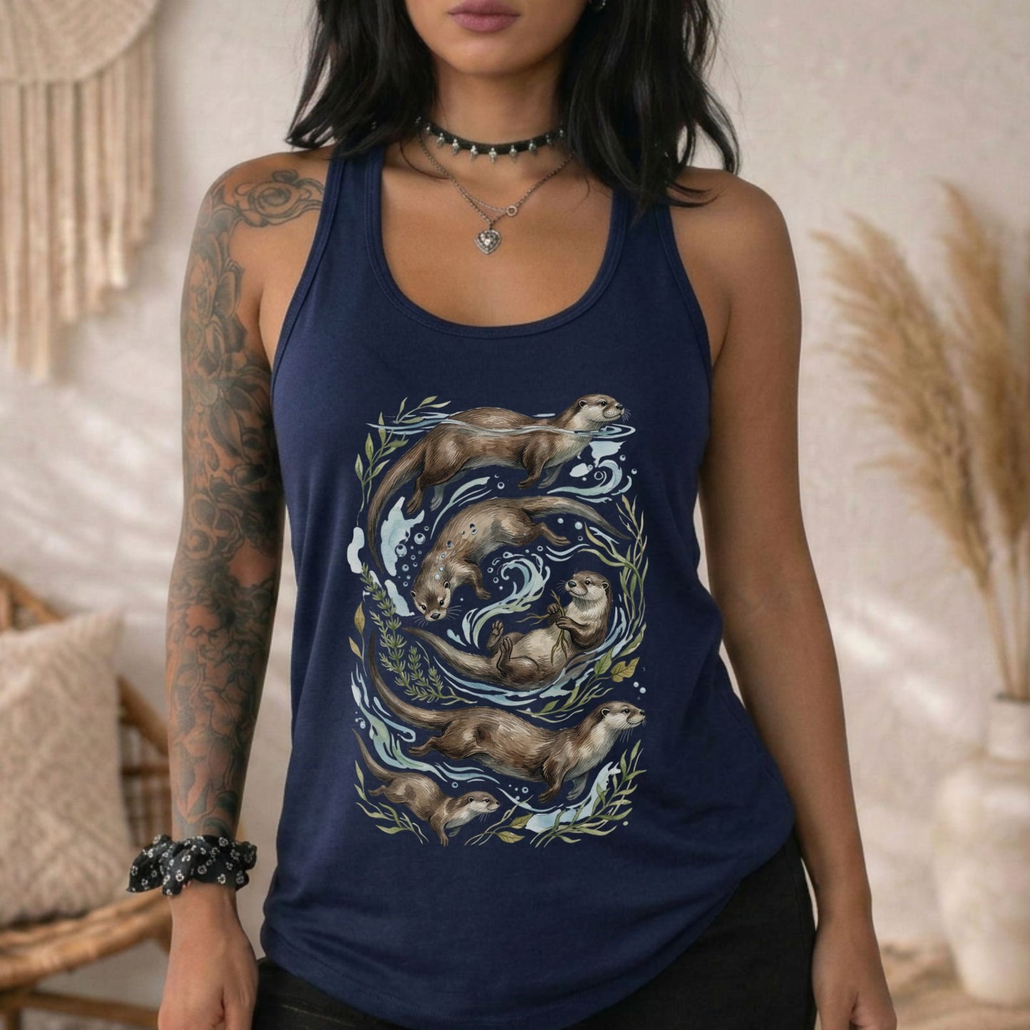 River Otter Watercolor Racerback Tank Top