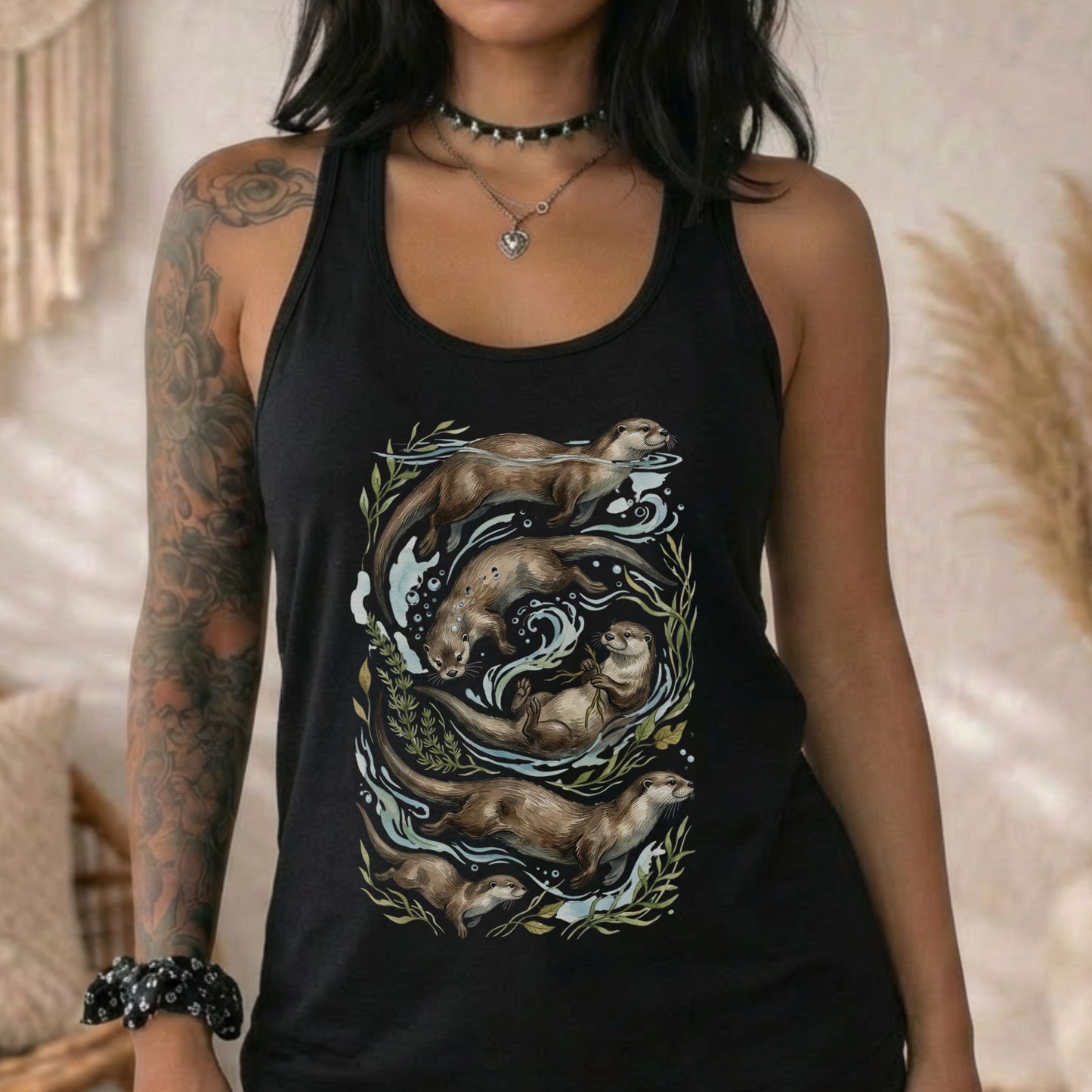 River Otter Watercolor Racerback Tank Top