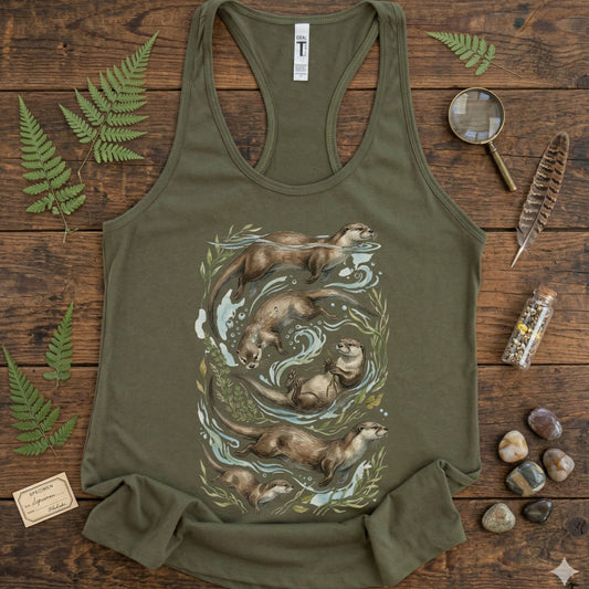 River Otter Watercolor Racerback Tank Top