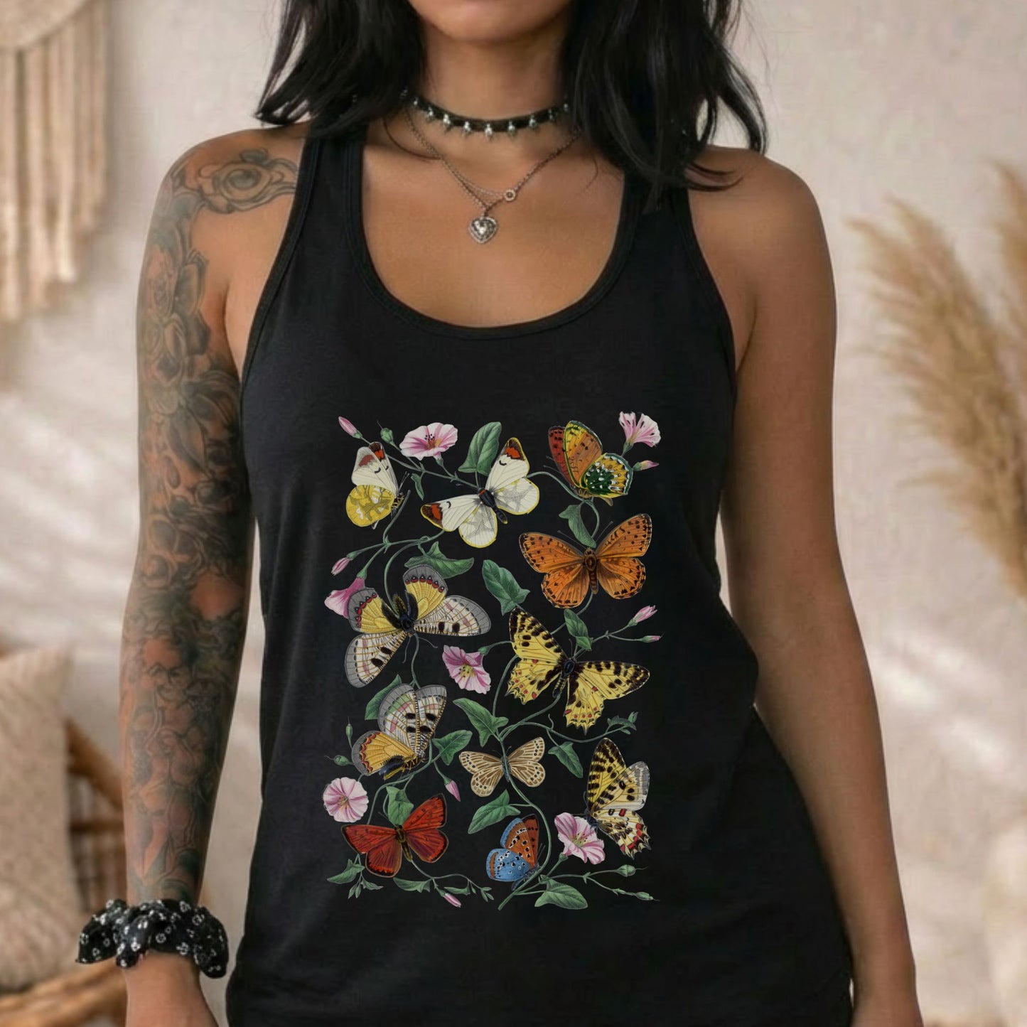 Vintage Butterflies Racerback Tank Top