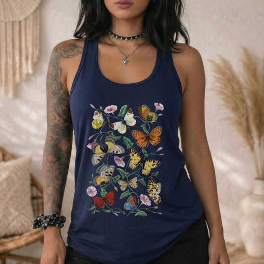 Vintage Butterflies Racerback Tank Top