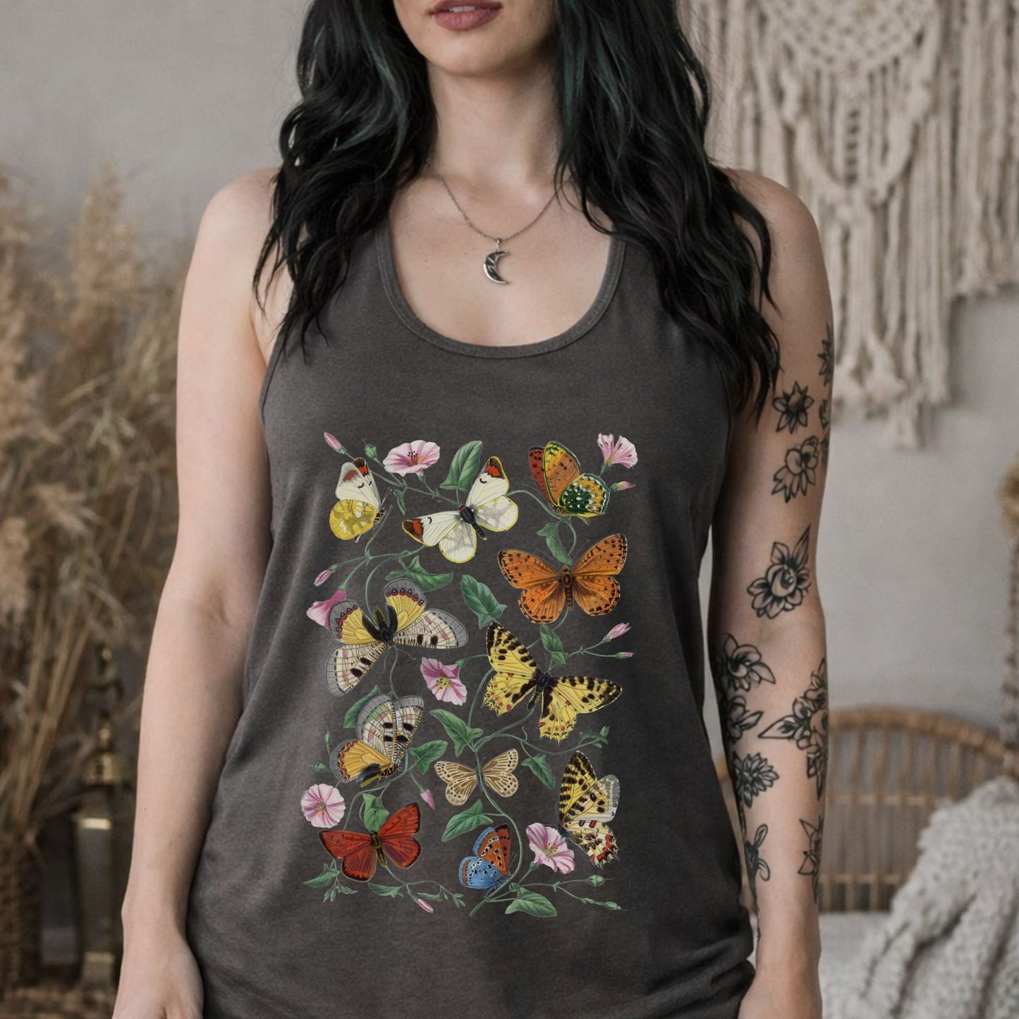 Vintage Butterflies Racerback Tank Top