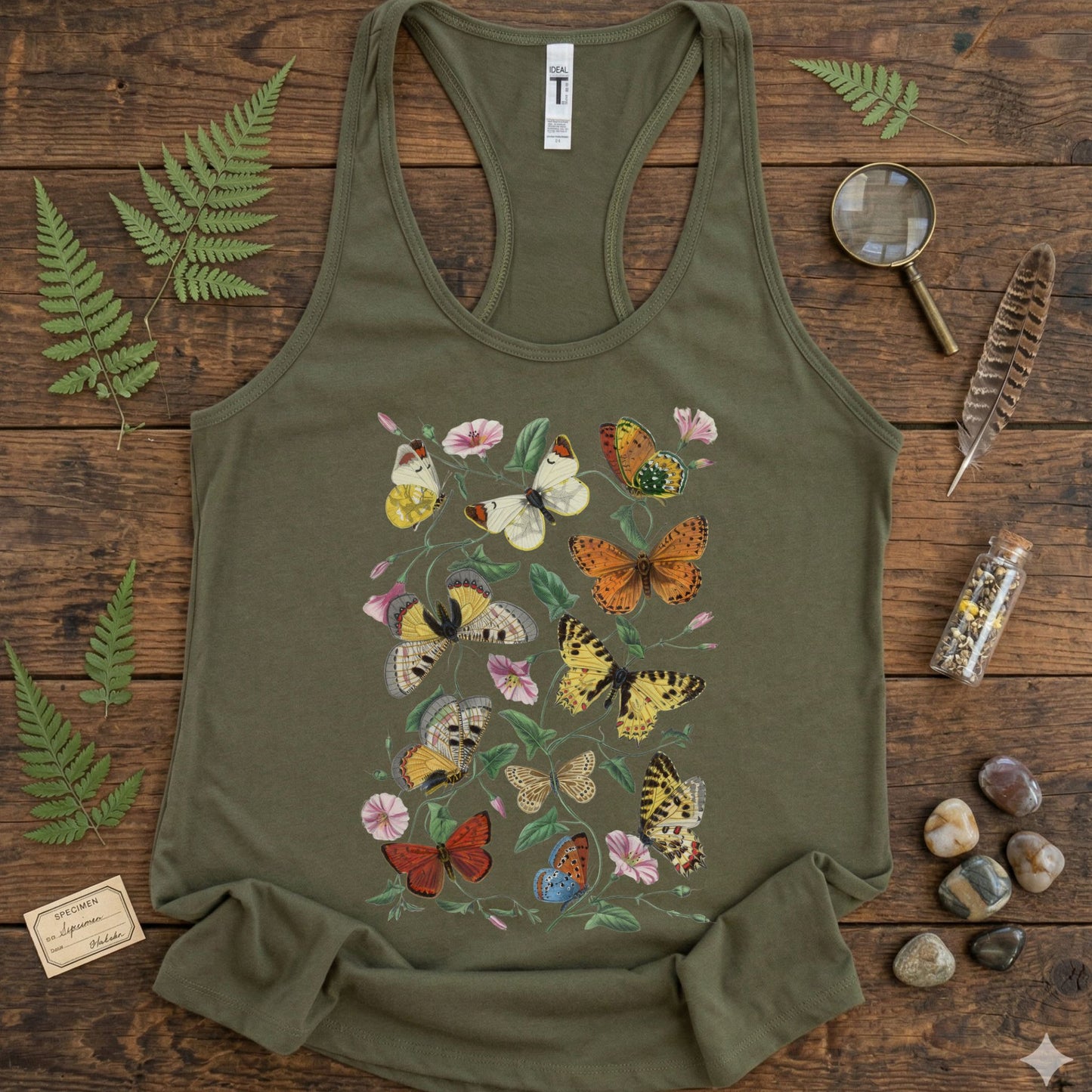 Vintage Butterflies Racerback Tank Top
