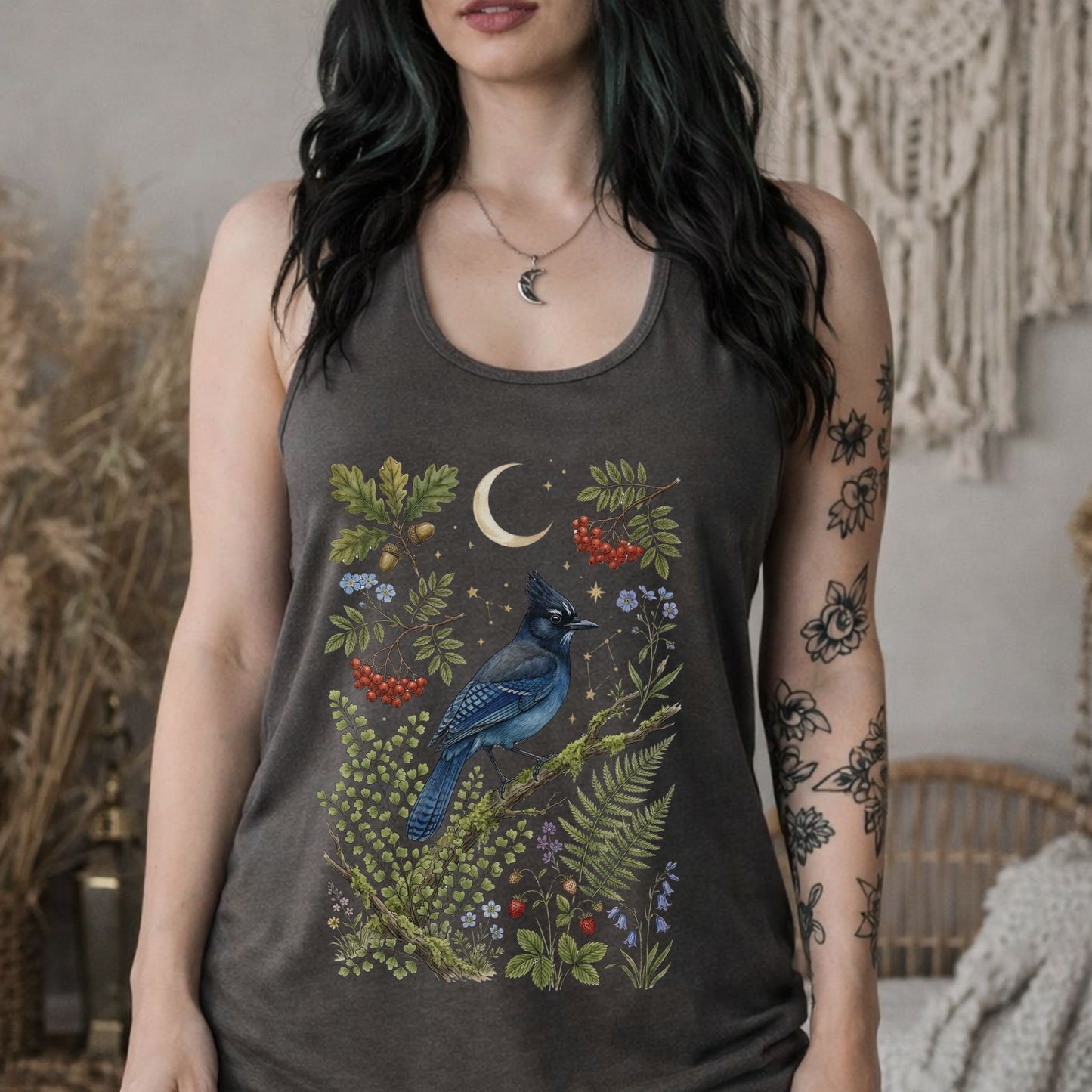 Steller's Jay Blue Bird Racerback Tank Top