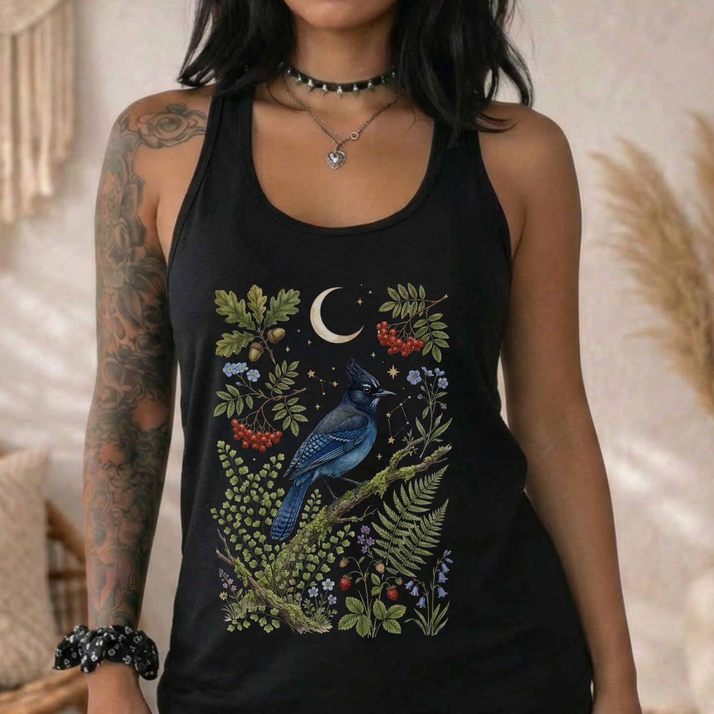 Steller's Jay Blue Bird Racerback Tank Top