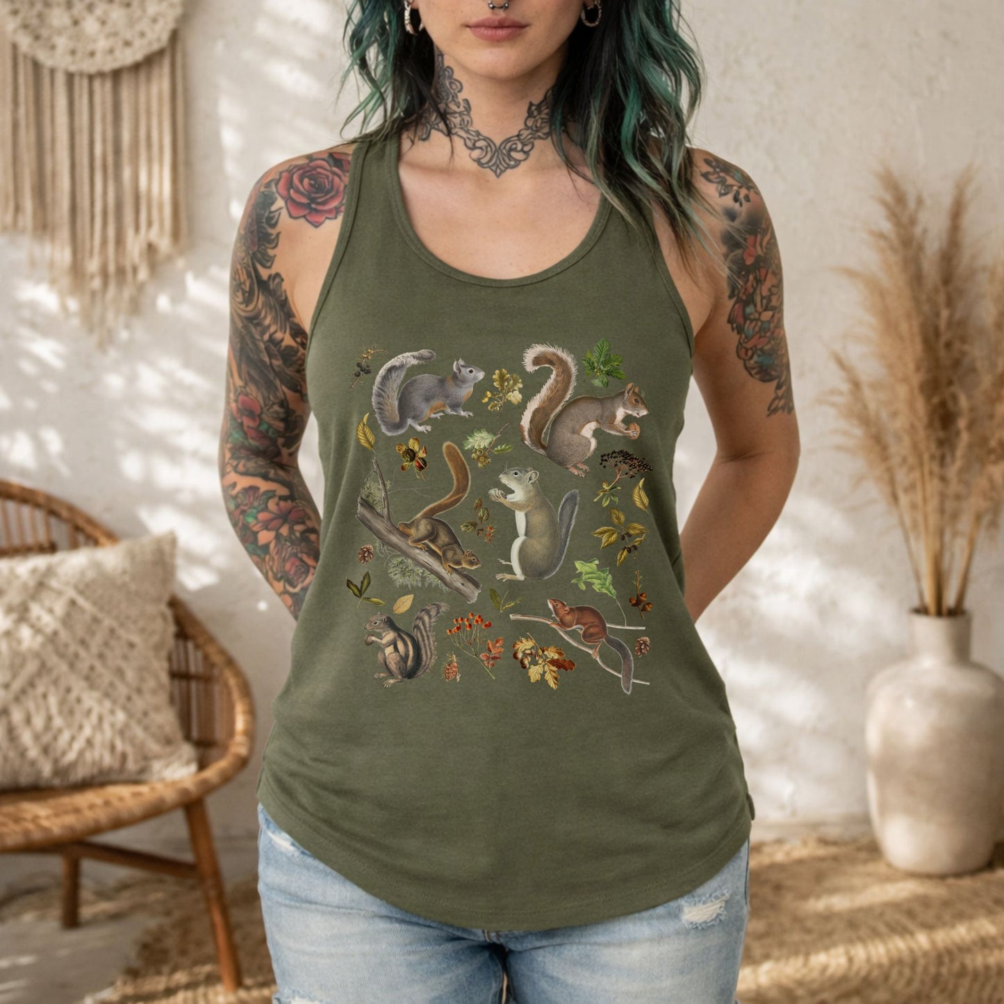 Vintage Squirrel Racerback Tank Top