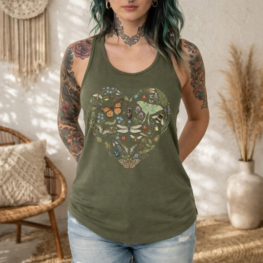 Insect Heart Collage Racerback Tank Top