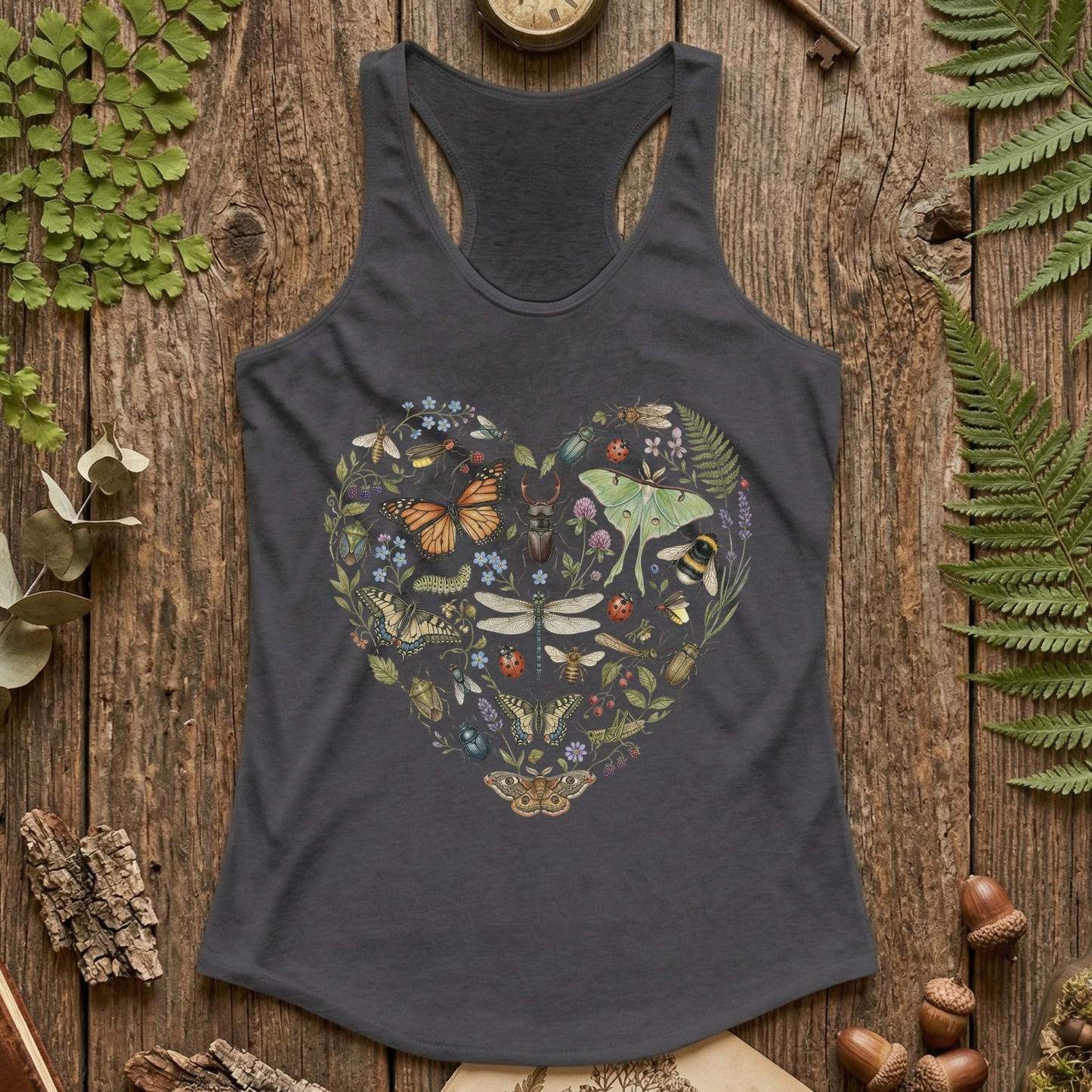 Insect Heart Collage Racerback Tank Top