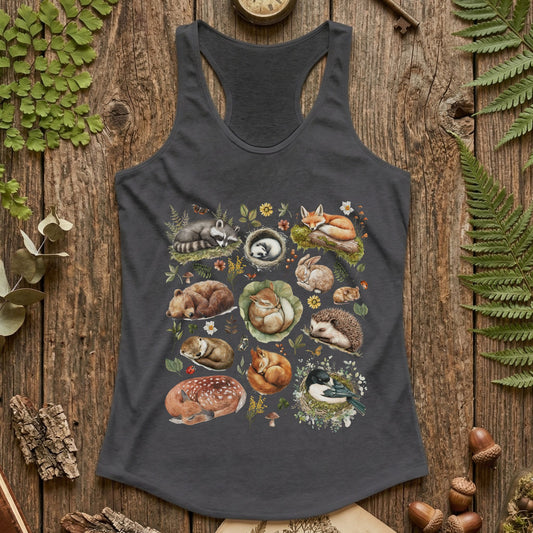 Sleeping Woodland Animals Racerback Tank Top