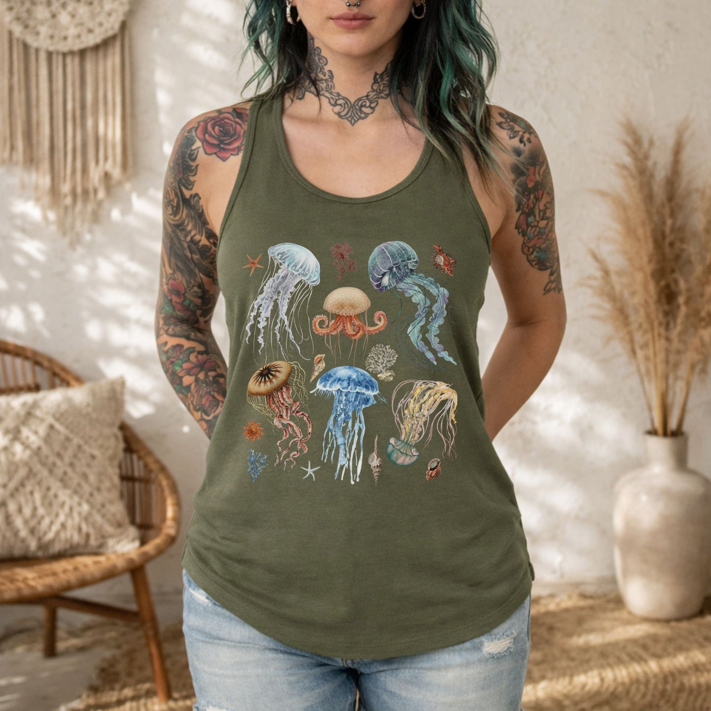 Jellyfish Ocean Racerback Tank Top