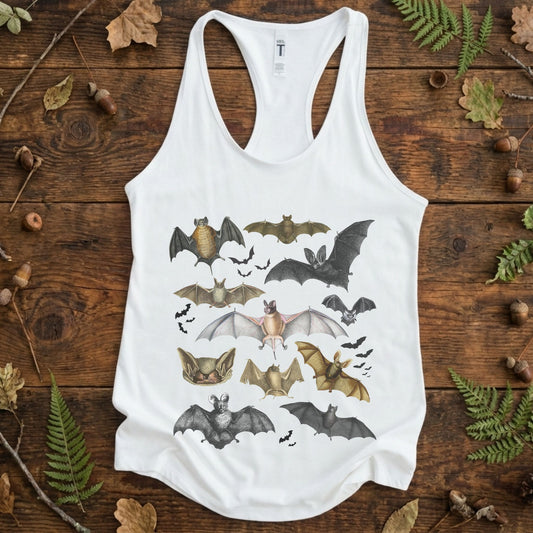 Vintage Bats Collage Racerback Tank Top