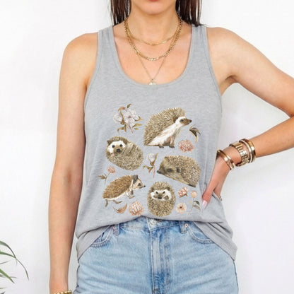 Floral Hedgehog Racerback Tank Top