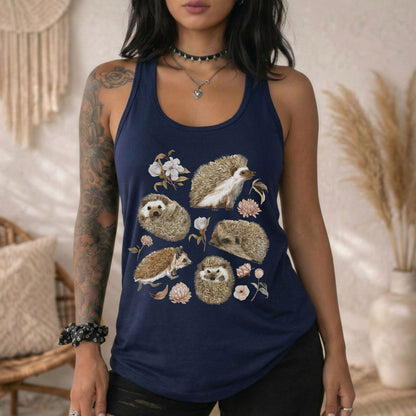 Floral Hedgehog Racerback Tank Top