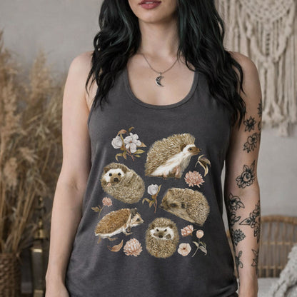Floral Hedgehog Racerback Tank Top
