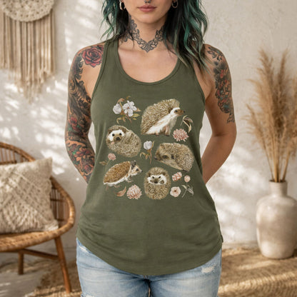 Floral Hedgehog Racerback Tank Top