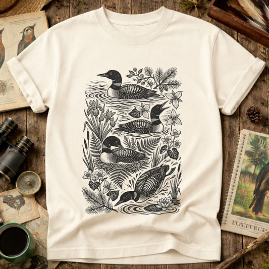 Linocut Loon Graphic T-Shirt