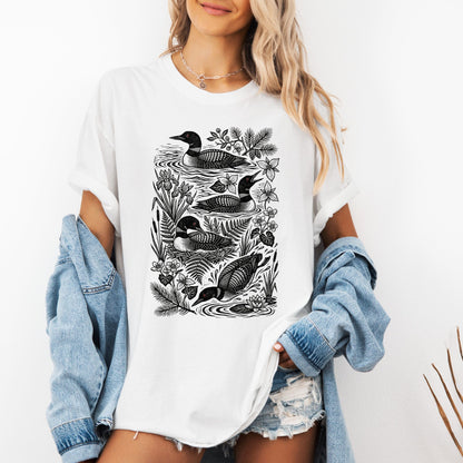 Linocut Loon Graphic T-Shirt