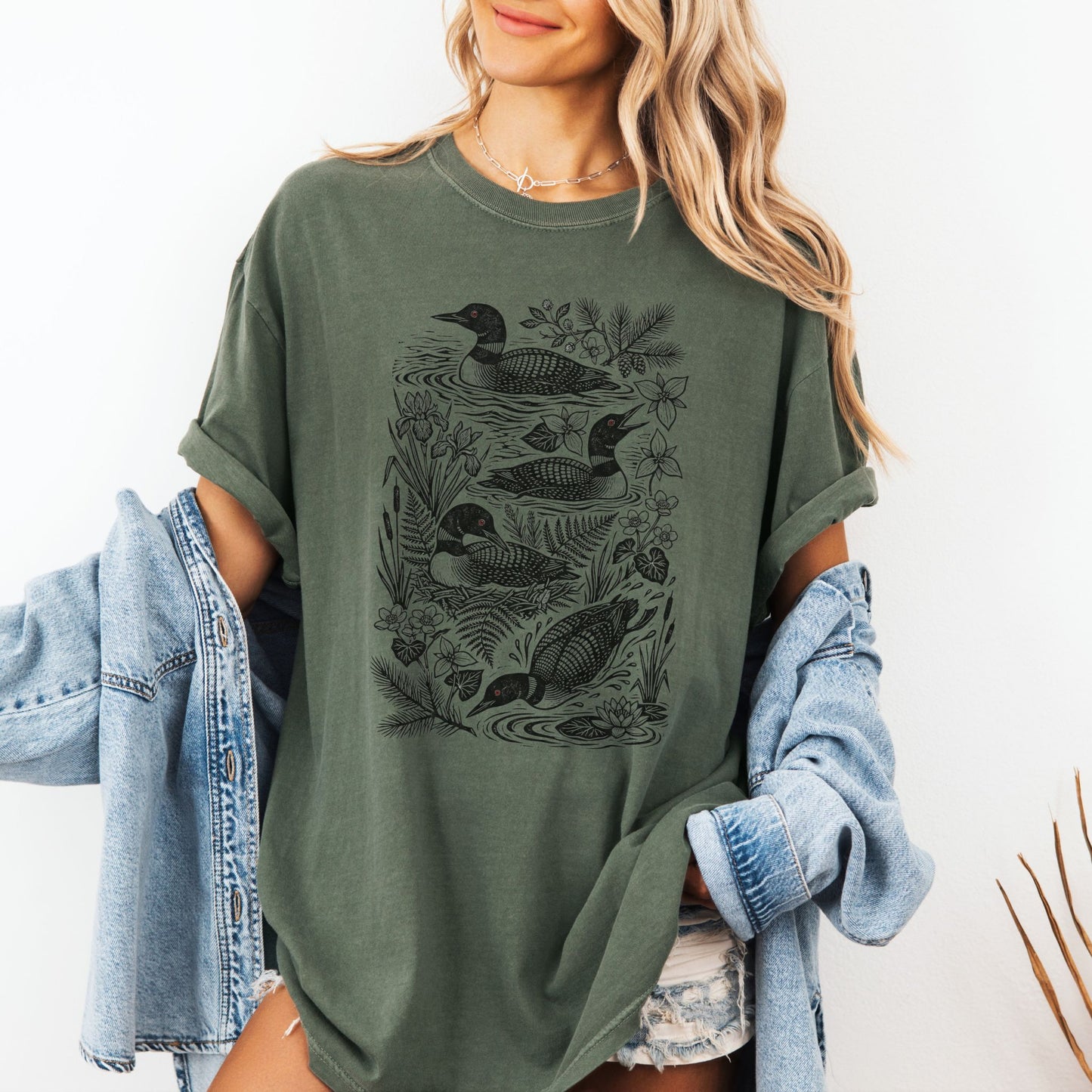 Linocut Loon Graphic T-Shirt