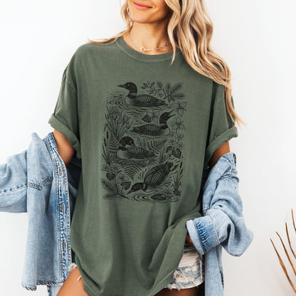 Linocut Loon Graphic T-Shirt