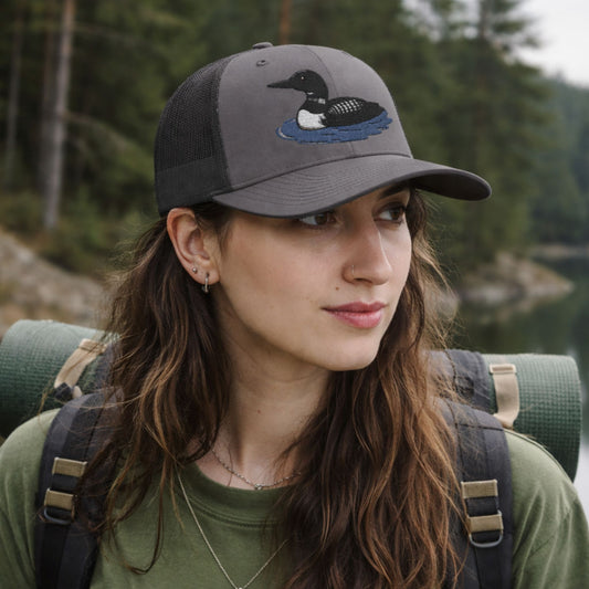 Embroidered Common Loon Snapback Trucker Cap