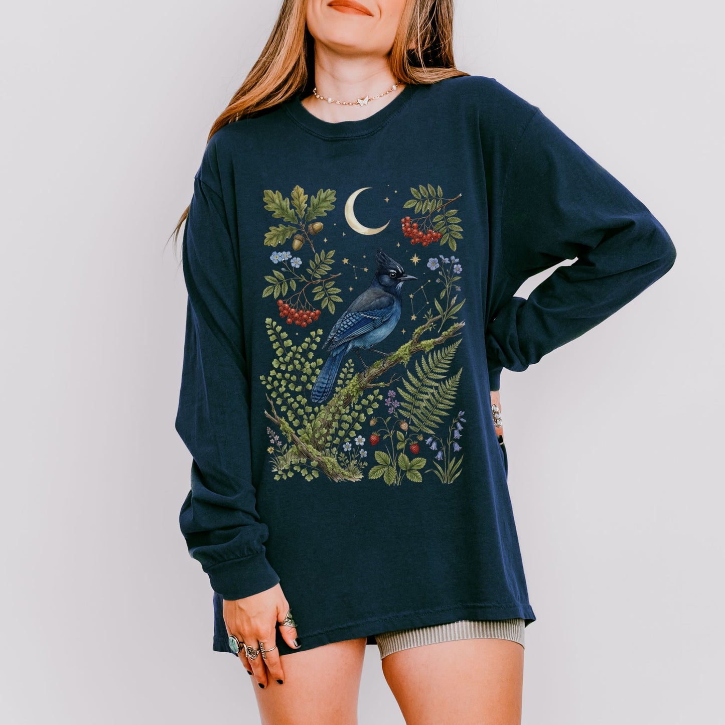 Celestial Steller's Jay Bluejay Long Sleeve Tee