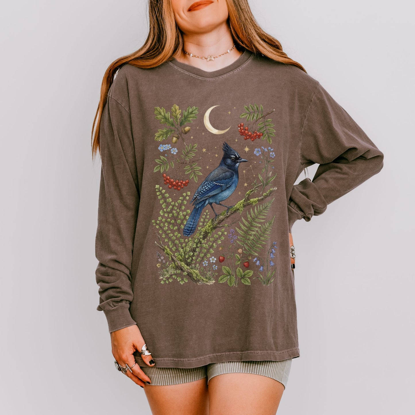 Celestial Steller's Jay Bluejay Long Sleeve Tee