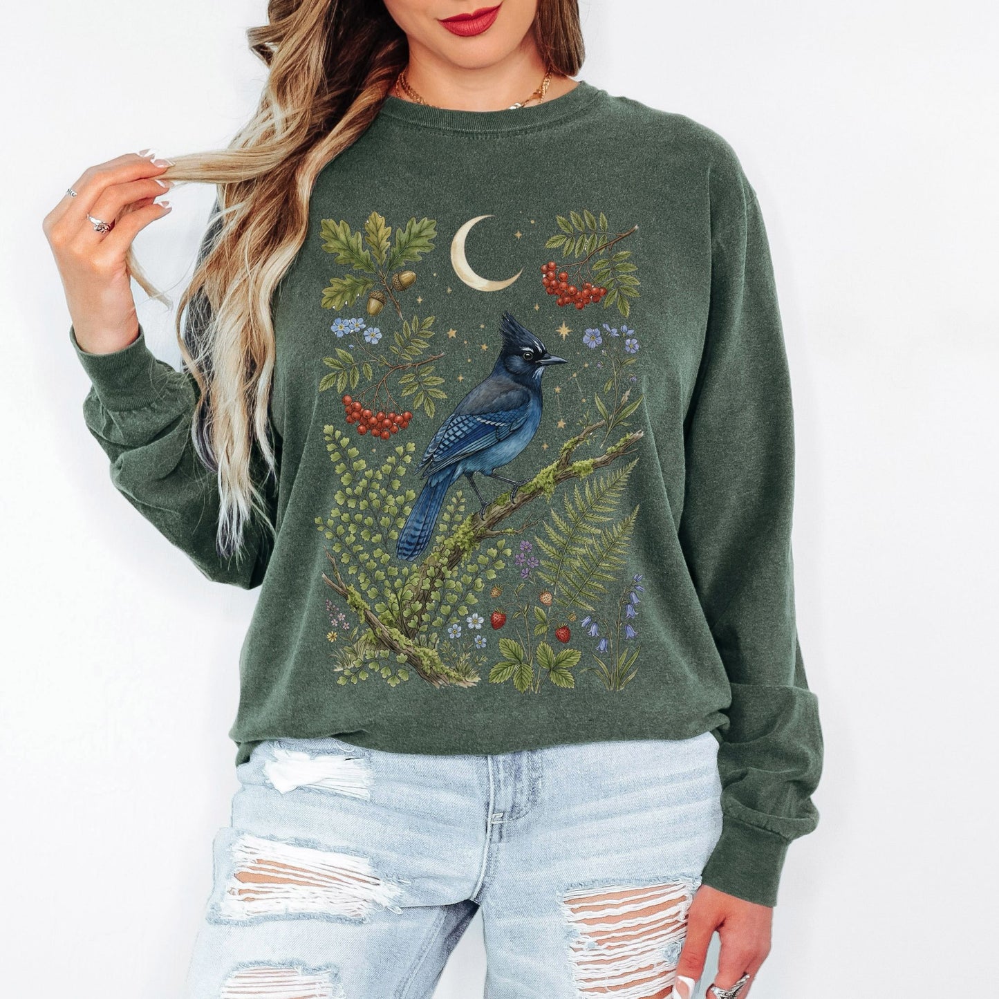 Celestial Steller's Jay Bluejay Long Sleeve Tee