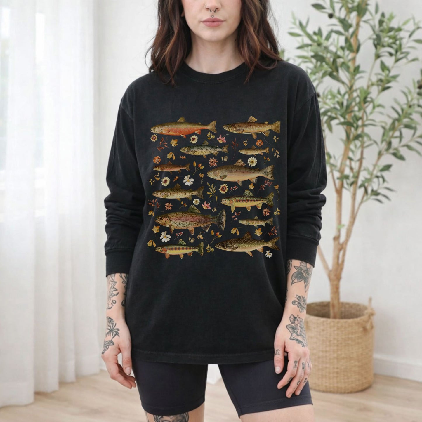 Floral Trout Long Sleeve Tee